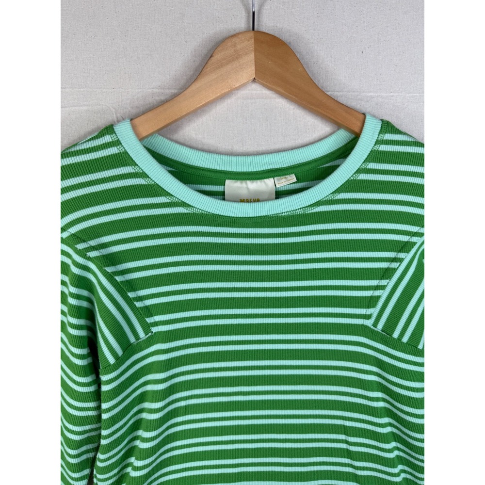 Anthropologie Maeve Striped Long Sleeve Sweatshirt size X-Small Green/Blue‎ - Picture 3 of 6